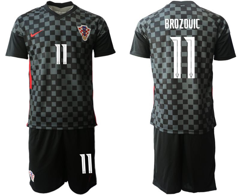 Men 2020-2021 European Cup Croatia away black #11 Nike Soccer Jersey